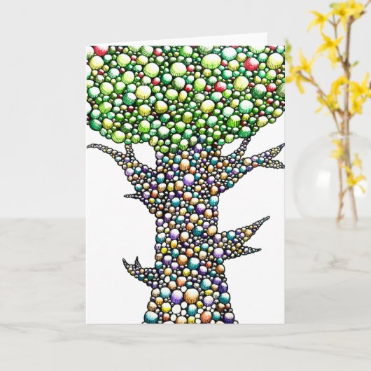 Color Pencil Bubbles Tree Drawing Art  Kaart (Gele Bloem)