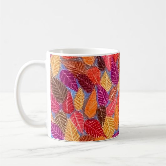Color Pencil Fall Foliage Leaves Drawing Mug Koffiemok (Links)