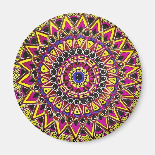Color Pencil Purple Yellow Mandala Magneet (Voorkant)