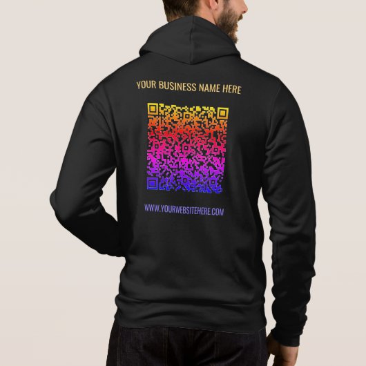 Color QR Code Business Hoodie with Custom Text (Achterkant)