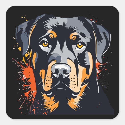Color Rottweiler Dog Face Vierkante Sticker (Voorkant)