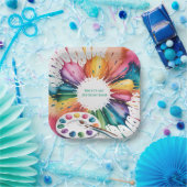 Color Splash Art Birthday Bash Papieren Bordje (Feest)