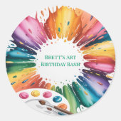 Color Splash Art Birthday Bash Ronde Sticker (Voorkant)