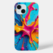 Color Splash Blue Pink Yellow iPhone Case (Achterkant)
