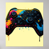Color Splash Game Controller Sticker Poster (Voorkant)