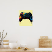 Color Splash Game Controller Sticker Poster (Keuken)