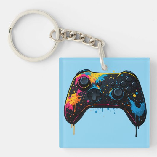 Color Splash Game Controller Sticker  Sleutelhanger (voorkant)
