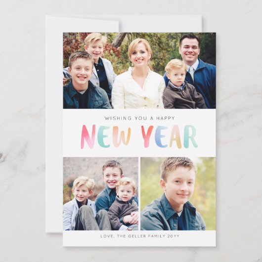Color Splash New Years-fotokaart Feestdagenkaart (Voorkant)
