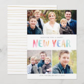Color Splash New Years-fotokaart Feestdagenkaart (Voorkant / Achterkant)