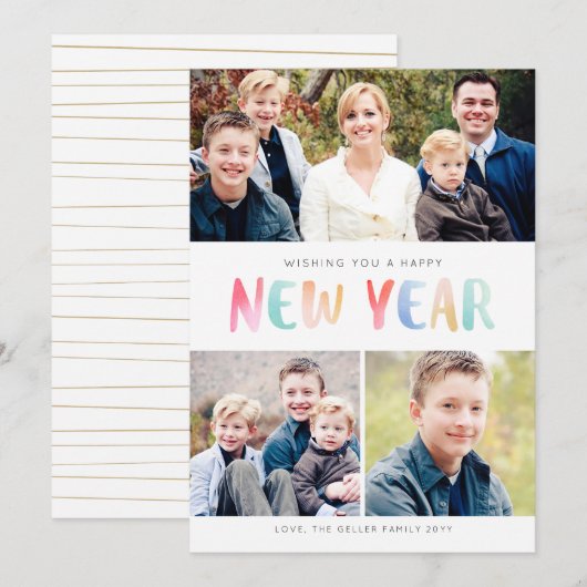 Color Splash New Years-fotokaart Feestdagenkaart (Voorkant / Achterkant)