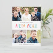 Color Splash New Years-fotokaart Feestdagenkaart (Staand voorkant)