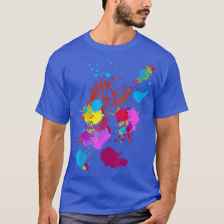 Color Splash Playing Rock Guitar Guitarist Band Ro T-shirt