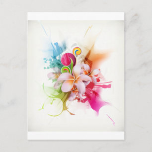 Color Splash Plumeria Hawaiian Flower Briefkaart