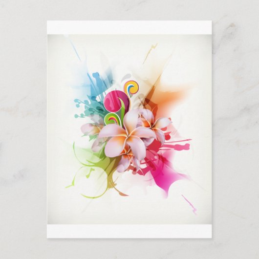 Color Splash Plumeria Hawaiian Flower Briefkaart (Voorkant)