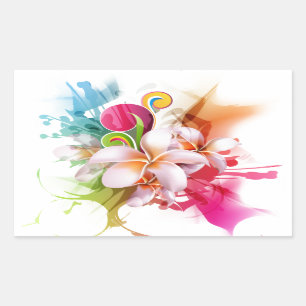Color Splash Plumeria Hawaiian Flower Rechthoekige Sticker