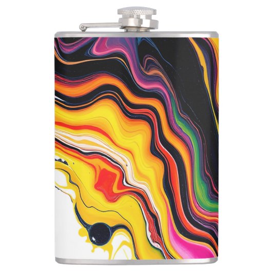 Color Splash Swirl - Vibrant Abstract Drip Art Heupfles (Voorkant)