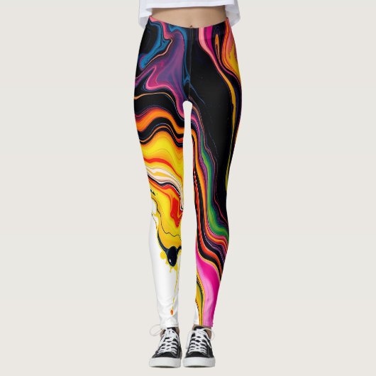 Color Splash Swirl - Vibrant Abstract Drip Art Leggings (Voorkant)