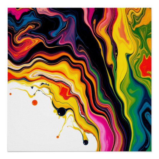 Color Splash Swirl - Vibrant Abstract Drip Art Perfect Poster (Voorkant)