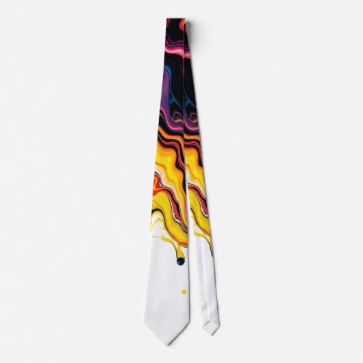 Color Splash Swirl - Vibrant Abstract Drip Art Stropdas (Voorkant)