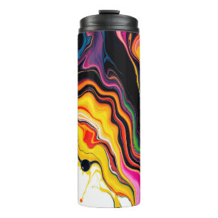 Color Splash Swirl - Vibrant Abstract Drip Art Thermosbeker