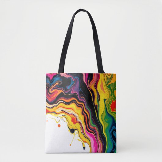 Color Splash Swirl - Vibrant Abstract Drip Art Tote Bag (Voorkant)