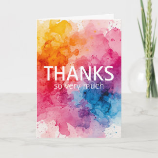 Color Splash Thank You Folded Greeting Card Kaart
