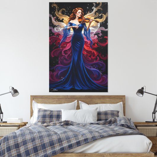 Color Splash Violin Girl Canvas Art (Insitu (Slaapkamer))