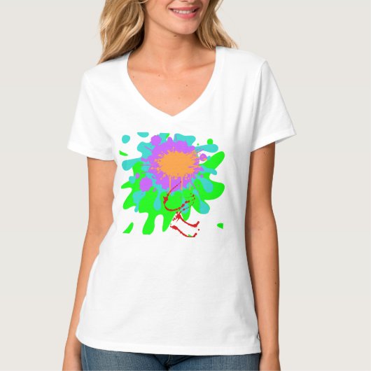 Color Splash women's basic V-neck tshirt (Voorkant)