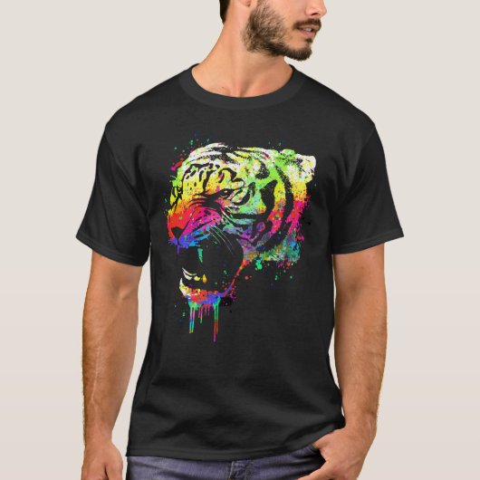 Color splatter tiger t-shirt (Voorkant)