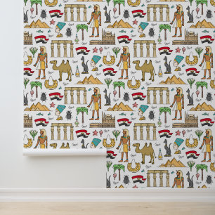 Color Symbols of Egypt Pattern Behang