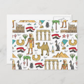 Color Symbols of Egypt Pattern Briefkaart (Voorkant / Achterkant)