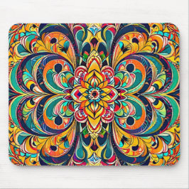 Color Symphony Mandala – Bold Psychedelic Floral Muismat