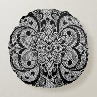 Color Symphony Mandala – Bold Psychedelic Floral Rond Kussen