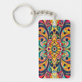 Color Symphony Mandala – Bold Psychedelic Floral Sleutelhanger