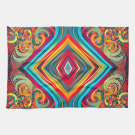 Color Wave Fusion – Modern Abstract Swirl Art Theedoek