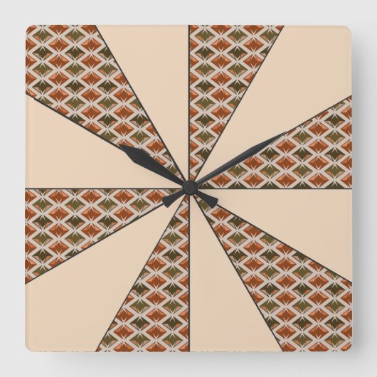 Color Wheel Peach adjustable Diamonds Vierkante Klok (Voorkant)