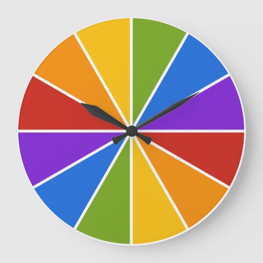 Color Wheel / Rays custom wall clock Grote Klok (Voorkant)