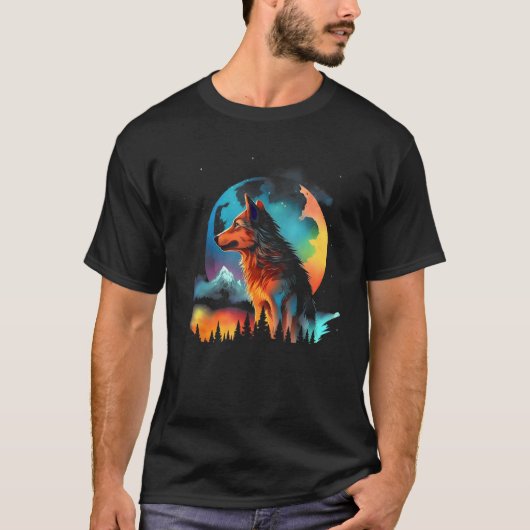 Color Wolf Mountains  Graphics T-shirt (Voorkant)