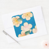 Color Woodblock Print of Dogwood Blossom Vierkante Sticker (Envelop)