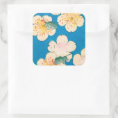 Color Woodblock Print of Dogwood Blossom Vierkante Sticker (Tas)