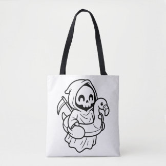 Color Your Own Grim Reaper Flamingo Floatie Tote Bag