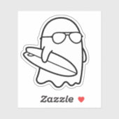 Color Your Own Kawaii Ghost Surfer Summerween Sticker (Vel)