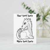 Colorable Kawaii Dragon Briefkaart (Staand voorkant)