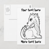 Colorable Kawaii Dragon Briefkaart (Voorkant / Achterkant)