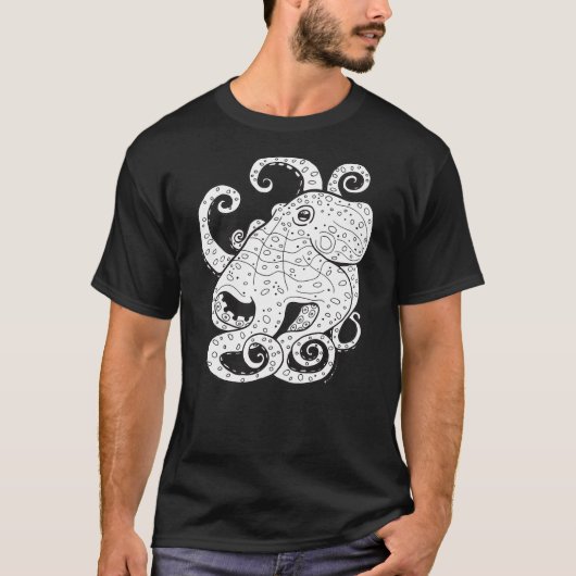 Colorable tshirt, Octopus, coloring tshirt (Voorkant)