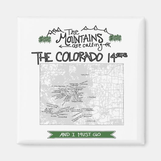 Colorado 14ers Fourteeners Design Magneet (Voorkant)