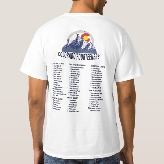 Colorado 14ers Fourteeners Mountain Souvenirs T-shirt (Achterkant)