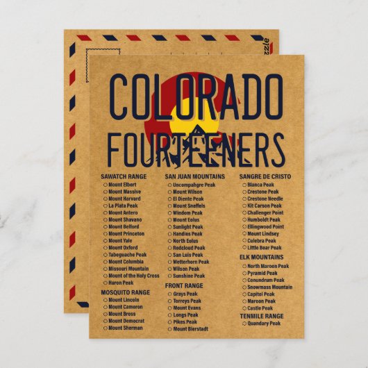 Colorado 14ers Viertieners  bergbeklimming Briefkaart (Voorkant / Achterkant)