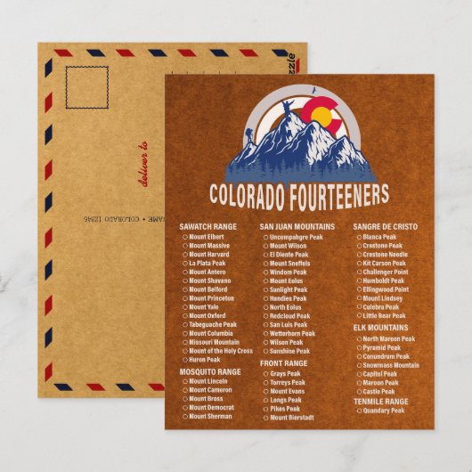 Colorado 14ers Viertieners  bergbeklimming Briefkaart (Voorkant / Achterkant)