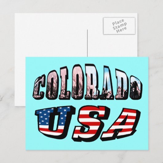 Colorado Afbeelding en USA Text Briefkaart (Voorkant / Achterkant)